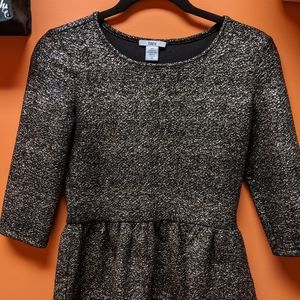 Bar III Black and gold peplum top.